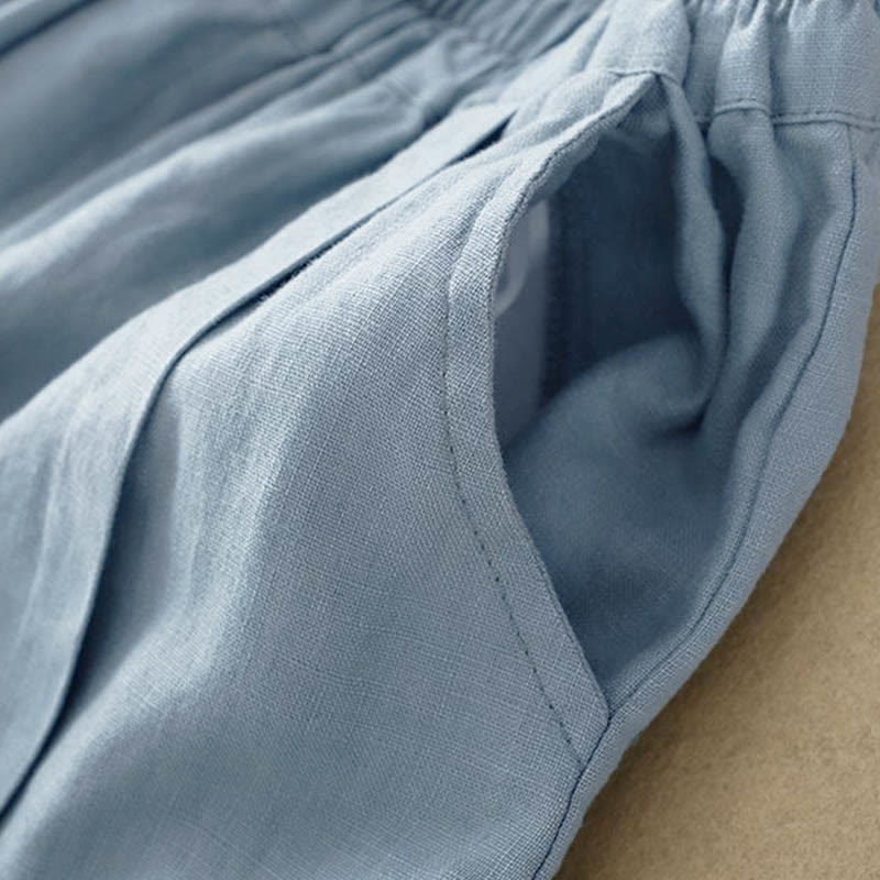 Buddha Stones Lässige, einfarbige Baumwoll-Shorts für Damen mit Taschen - image 22