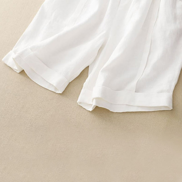 Buddha Stones Lässige, einfarbige Baumwoll-Shorts für Damen mit Taschen - image 35