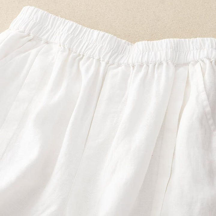 Buddha Stones Lässige, einfarbige Baumwoll-Shorts für Damen mit Taschen - image 36