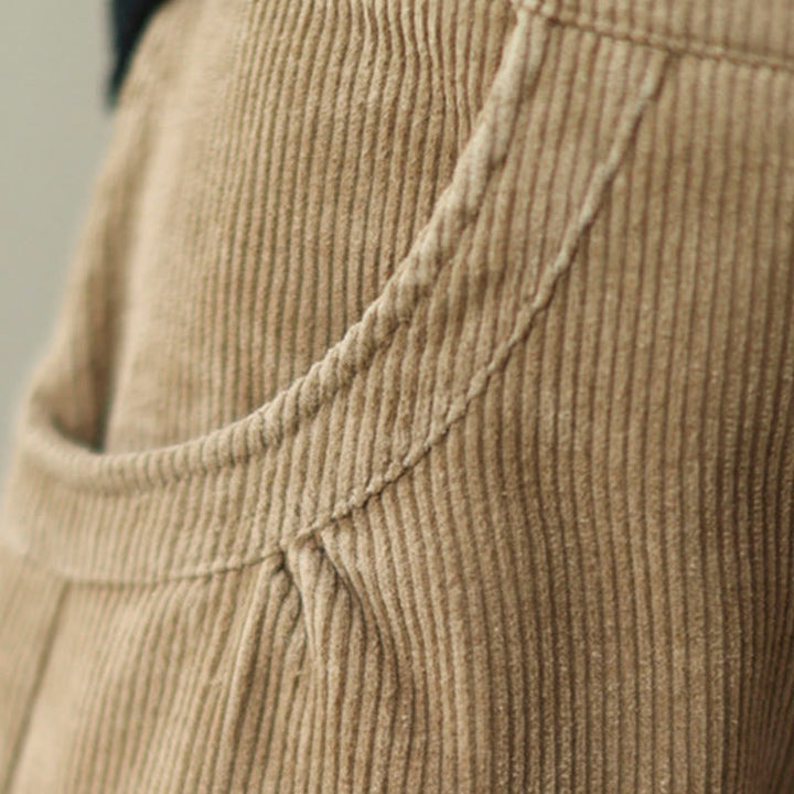 Buddha Stones Lässige Damen-Baumwollcordhose mit Taschen und Knöpfen am Beinausschnitt - image 7