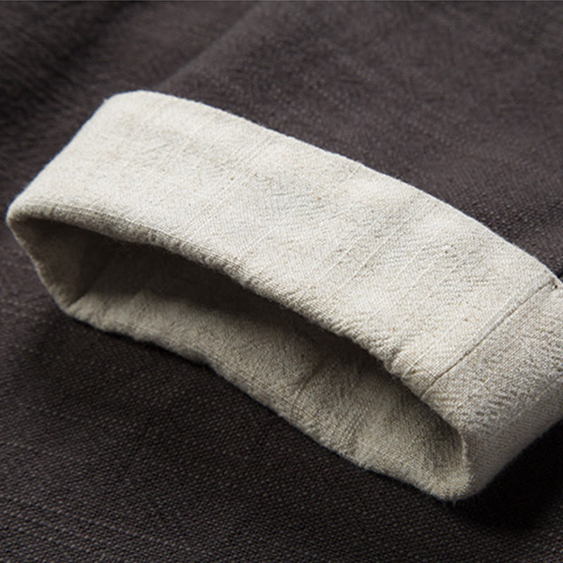 Buddha Stones Winter Einfarbig Langarm Offene Front Jacke männer Baumwolle Kimono - image 8