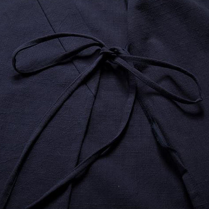 Buddha Stones Chinesische Froschknöpfe Langarm-Design Offene Frontjacke Herren-Kimono aus Baumwolle und Leinen - image 11