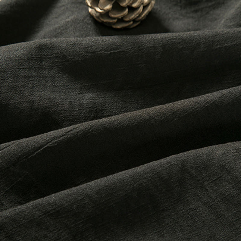 Buddha Stones Schnürdesign, offene Vorderseite, Herren-Kimono aus Baumwolle und Leinen mit langen Ärmeln - image 5