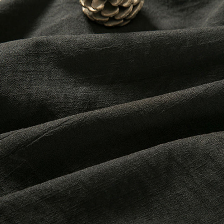 Buddha Stones Schnürdesign, offene Vorderseite, Herren-Kimono aus Baumwolle und Leinen mit langen Ärmeln - image 5