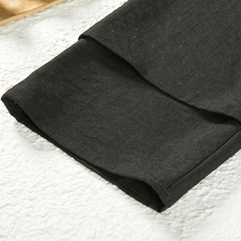 Buddha Stones Schnürdesign, offene Vorderseite, Herren-Kimono aus Baumwolle und Leinen mit langen Ärmeln - image 6