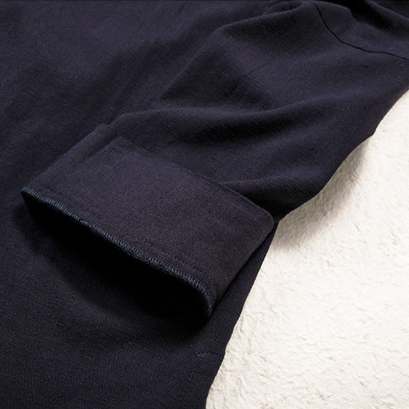 Buddha Stones Herren-Kimono mit offenem Vorderteil, schlichtes Design, Baumwolle und Leinen, langärmelig - image 7