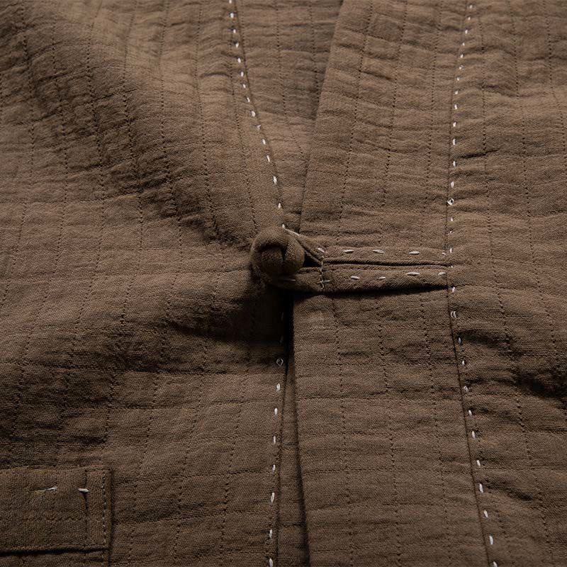 Buddha Stones Herren-Kimono mit Falten und Froschknöpfen, vorne offen, Baumwolle und Leinen, langärmelig - image 4