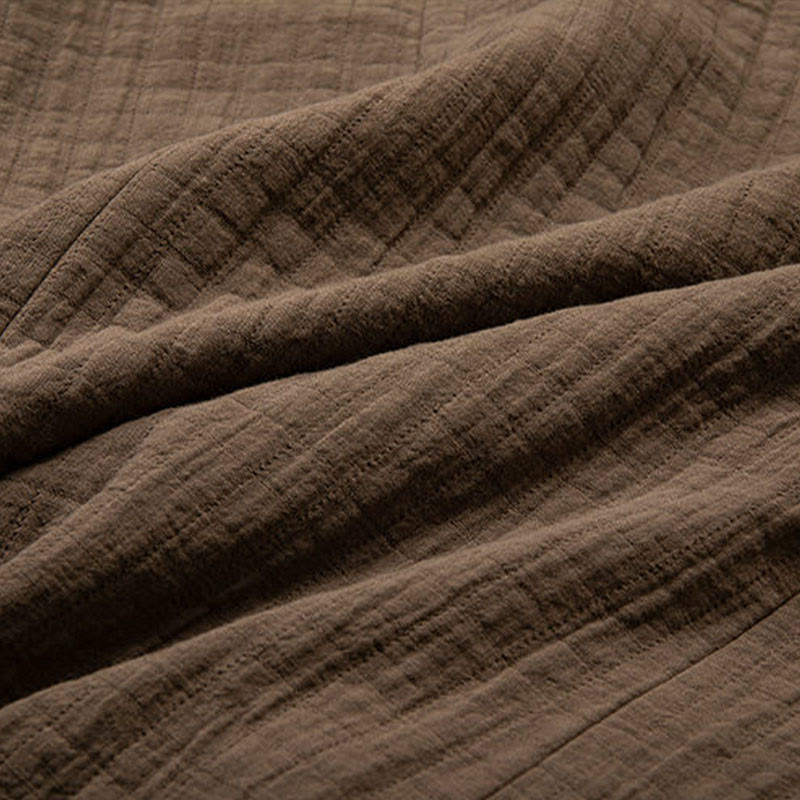 Buddha Stones Herren-Kimono mit Falten und Froschknöpfen, vorne offen, Baumwolle und Leinen, langärmelig - image 5