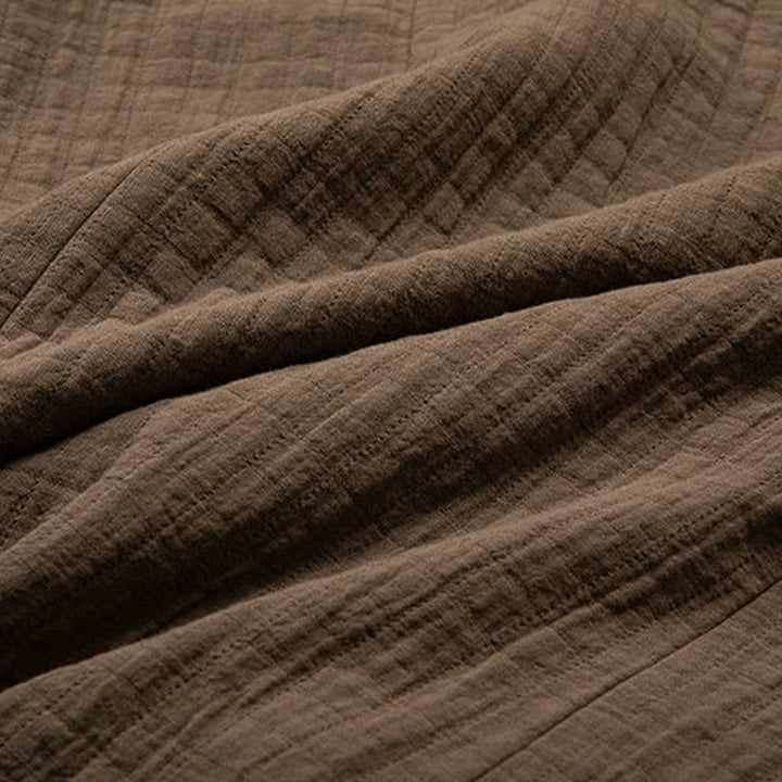 Buddha Stones Herren-Kimono mit Falten und Froschknöpfen, vorne offen, Baumwolle und Leinen, langärmelig - image 5