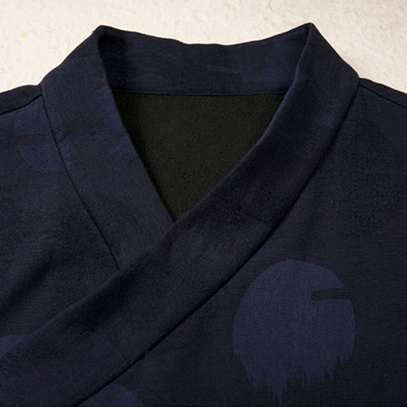 Buddha Stones Jacquard Button Herren Langarm-Jacke aus Baumwolle und Leinen mit Fleecefutter - image 2