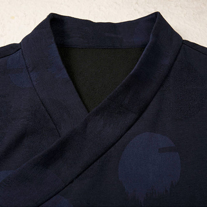 Buddha Stones Jacquard Button Herren Langarm-Jacke aus Baumwolle und Leinen mit Fleecefutter - image 2