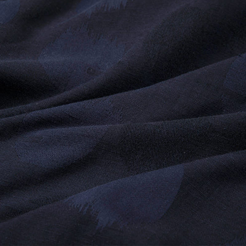 Buddha Stones Jacquard Button Herren Langarm-Jacke aus Baumwolle und Leinen mit Fleecefutter - image 4