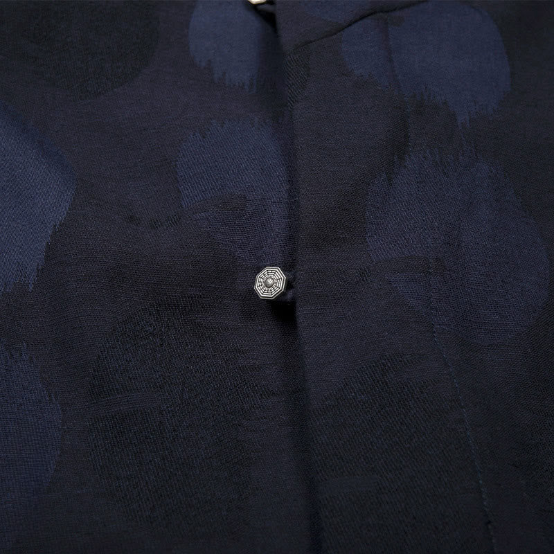 Buddha Stones Jacquard Button Herren Langarm-Jacke aus Baumwolle und Leinen mit Fleecefutter - image 3