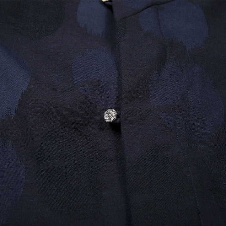 Buddha Stones Jacquard Button Herren Langarm-Jacke aus Baumwolle und Leinen mit Fleecefutter - image 3