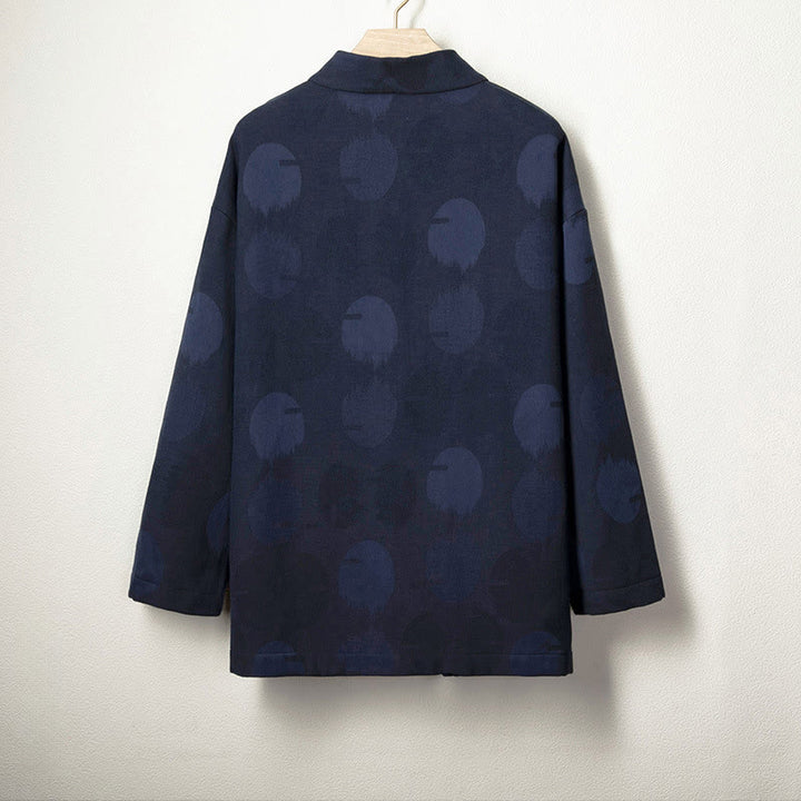 Buddha Stones Jacquard Button Herren Langarm-Jacke aus Baumwolle und Leinen mit Fleecefutter - image 1