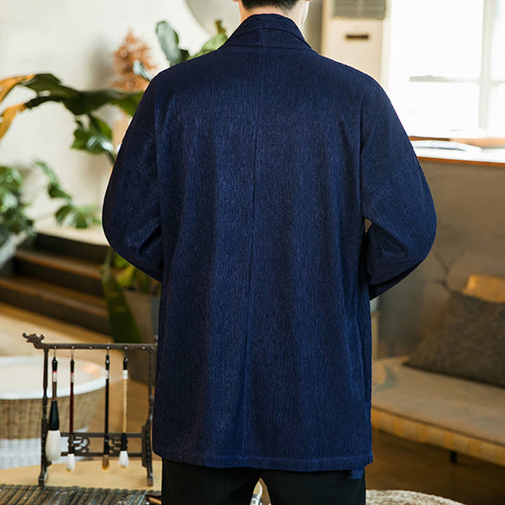 Buddha Stones Spring Pure Color Offene Vorderseite Baumwolle Leinen Herren Langarm Jacke Kimono - image 13