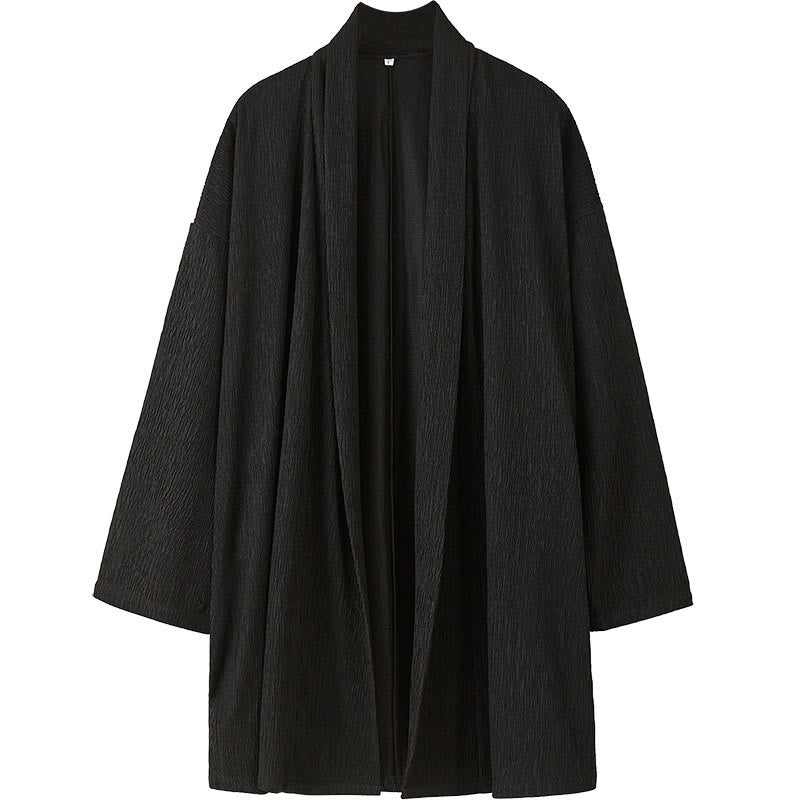 Buddha Stones Spring Pure Color Offene Vorderseite Baumwolle Leinen Herren Langarm Jacke Kimono - image 10