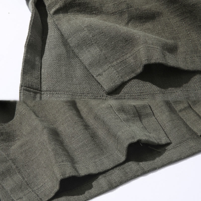 Buddha Stones Schlichtes, schlichtes Design, offene Vorderseite, Baumwolle, Leinen, Herren-Kimono mit langen Ärmeln - image 10