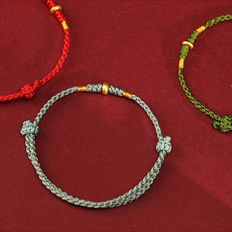 Buddha Stones 999 Gold Kleine Glücksperlen Schnur Schutz Glück Geflochtenes Armband Fußkettchen - image 14