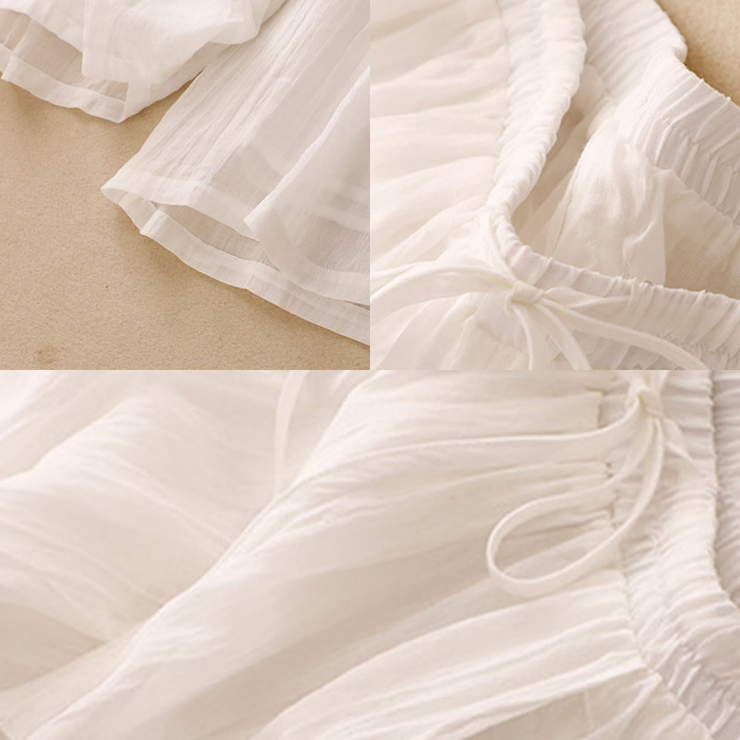 Buddha Stones Spring Pure Color Kordelzug Doppellagige Damenhose mit weitem Bein und Taschen - image 10