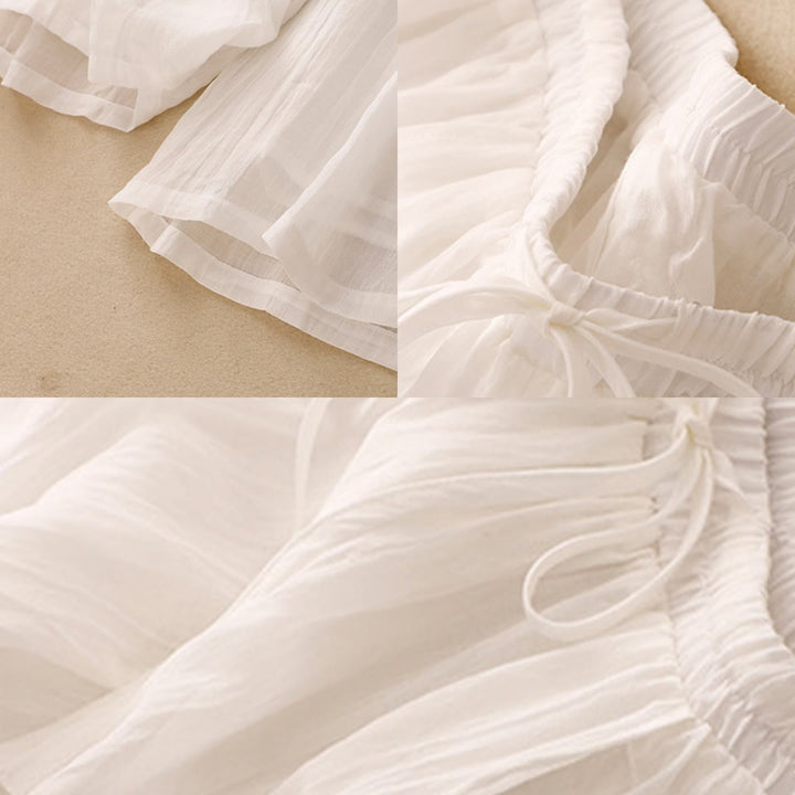 Buddha Stones Spring Pure Color Kordelzug Doppellagige Damenhose mit weitem Bein und Taschen - image 10