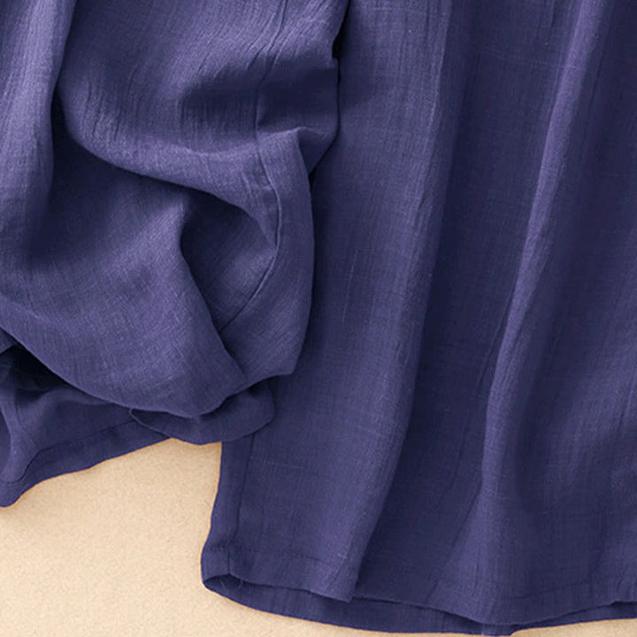 Buddha Stones Spring Pure Color Kordelzug Doppellagige Damenhose mit weitem Bein und Taschen - image 18