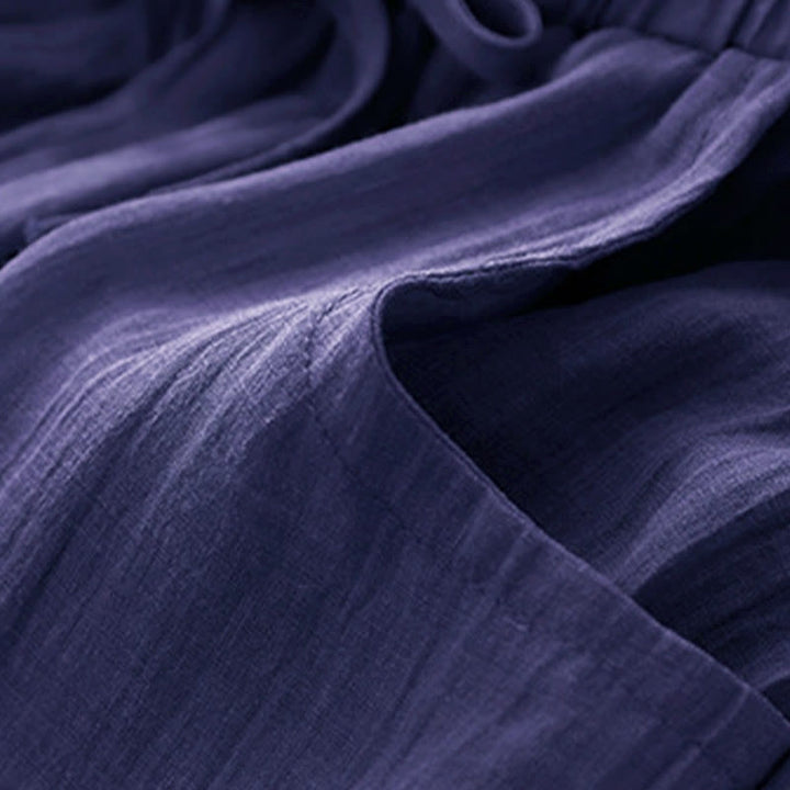 Buddha Stones Spring Pure Color Kordelzug Doppellagige Damenhose mit weitem Bein und Taschen - image 20