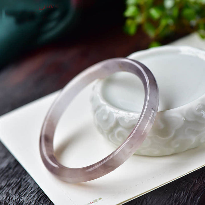 Buddha Stones Reichtumsarmband aus lila goldener Seide und Jade - 62-64 mm - image 1