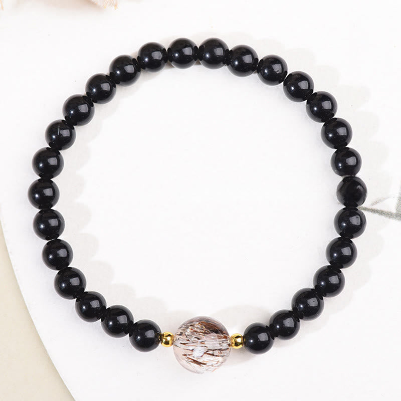 Buddha Stones Tigerauge Schwarzer Obsidian Courage Perlen Armband - image 8