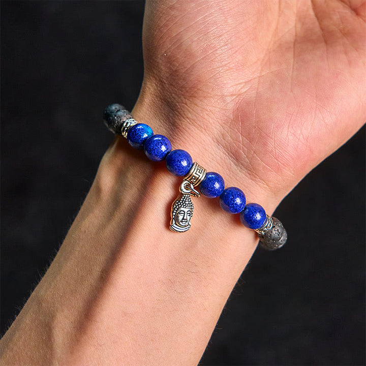 Buddha Stones Schwarze Lava-Bergkristallperlen Tiermuster Heilungsarmband - image 11