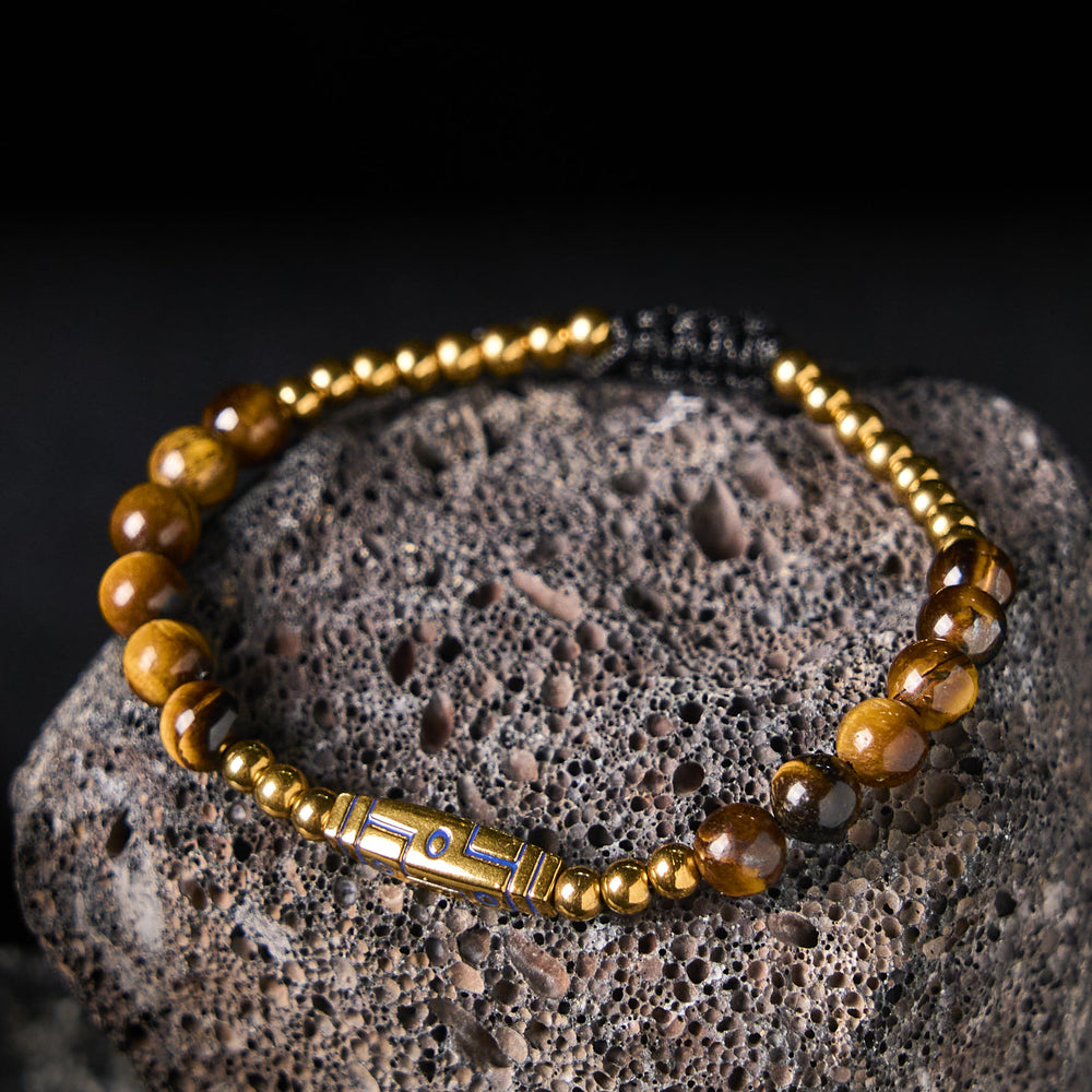 Buddha Stones Niedliches Knochenmuster Tigerauge Mut Perlen Armband - image 2