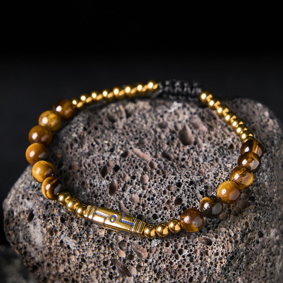 Buddha Stones Niedliches Knochenmuster Tigerauge Mut Perlen Armband - image 2