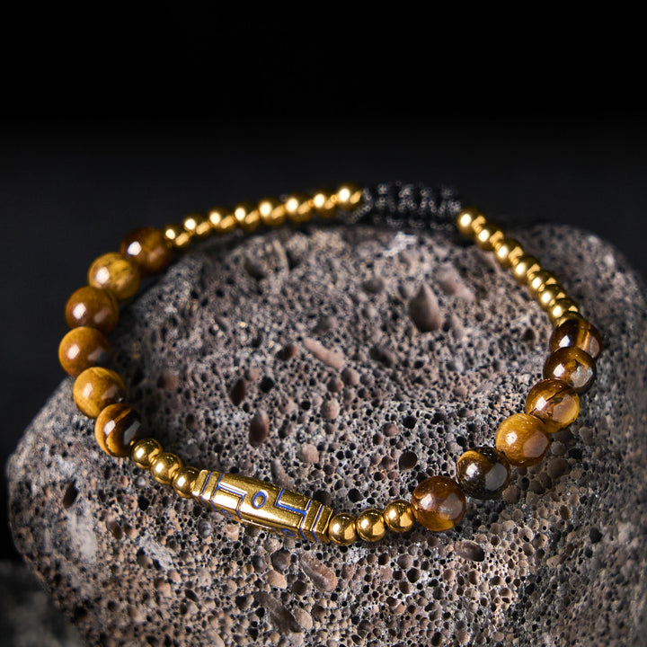 Buddha Stones Niedliches Knochenmuster Tigerauge Mut Perlen Armband - image 2