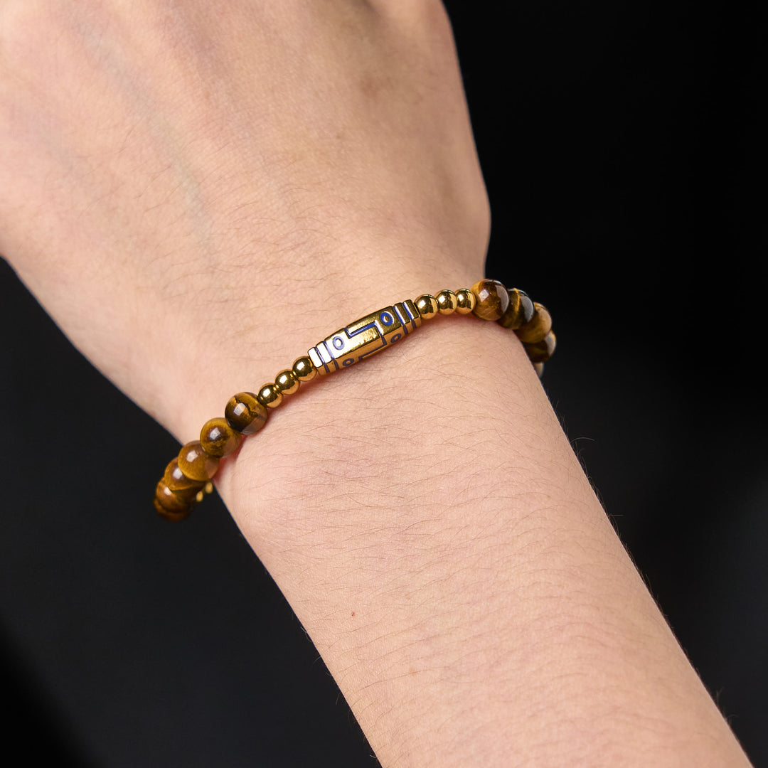 Buddha Stones Niedliches Knochenmuster Tigerauge Mut Perlen Armband - image 3