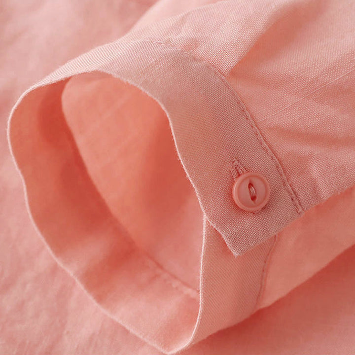 Buddha Stones Lässiges Damen-Shirt mit V-Ausschnitt und Dreiviertelärmeln, einfarbig, aus Baumwolle und Leinen - image 16