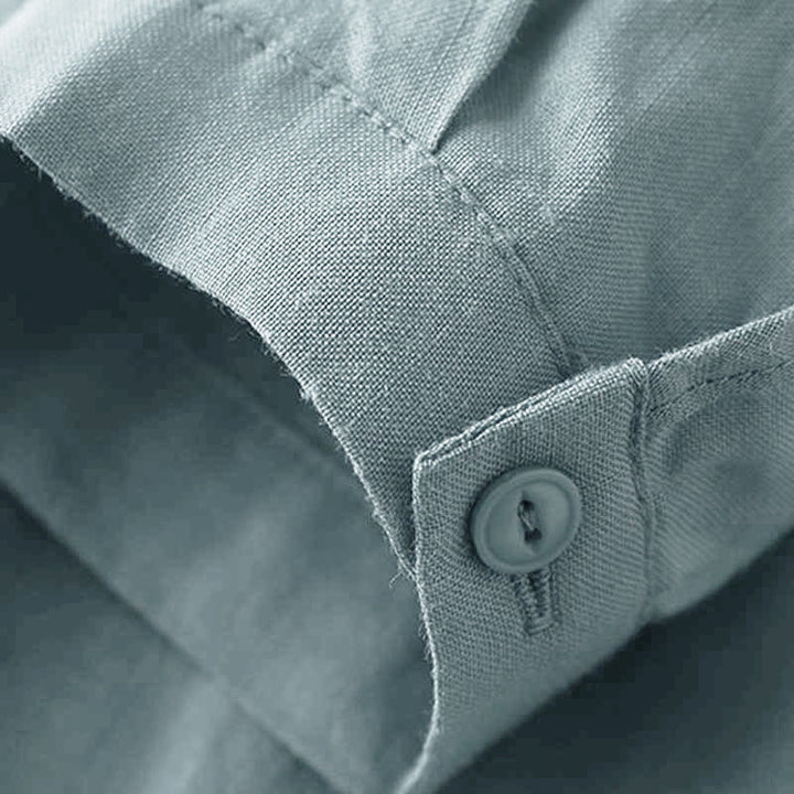 Buddha Stones Lässiges Damen-Shirt mit V-Ausschnitt und Dreiviertelärmeln, einfarbig, aus Baumwolle und Leinen - image 12