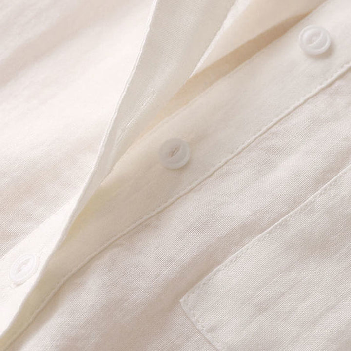 Buddha Stones Lässiges Damen-Shirt mit V-Ausschnitt und Dreiviertelärmeln, einfarbig, aus Baumwolle und Leinen - image 9