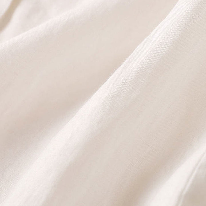 Buddha Stones Lässiges Damen-Shirt mit V-Ausschnitt und Dreiviertelärmeln, einfarbig, aus Baumwolle und Leinen - image 10