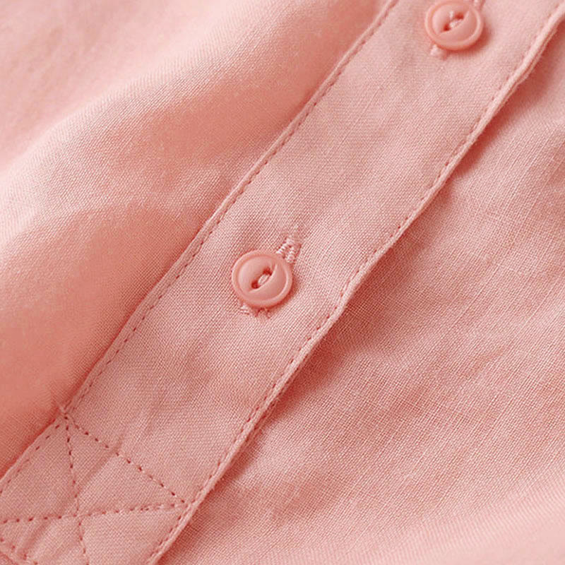 Buddha Stones Lässiges Damen-Shirt mit V-Ausschnitt und Dreiviertelärmeln, einfarbig, aus Baumwolle und Leinen - image 14