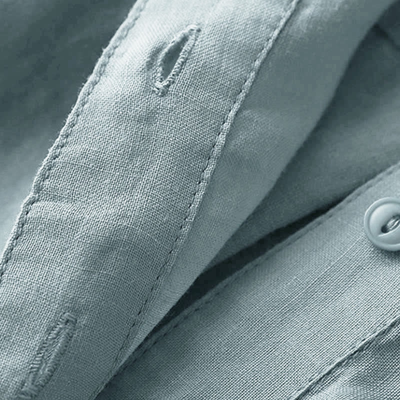 Buddha Stones Lässiges Damen-Shirt mit V-Ausschnitt und Dreiviertelärmeln, einfarbig, aus Baumwolle und Leinen - image 6