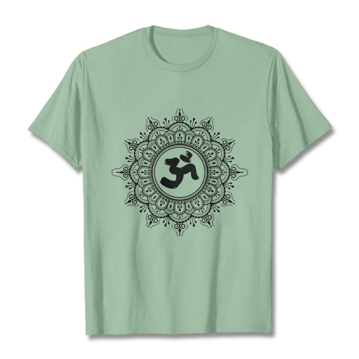 Buddha Stones Symmetrie Mandala Om Symbol Muster T-Shirt Baumwolle T-shirt - Blassgrün - 2XL - image 15