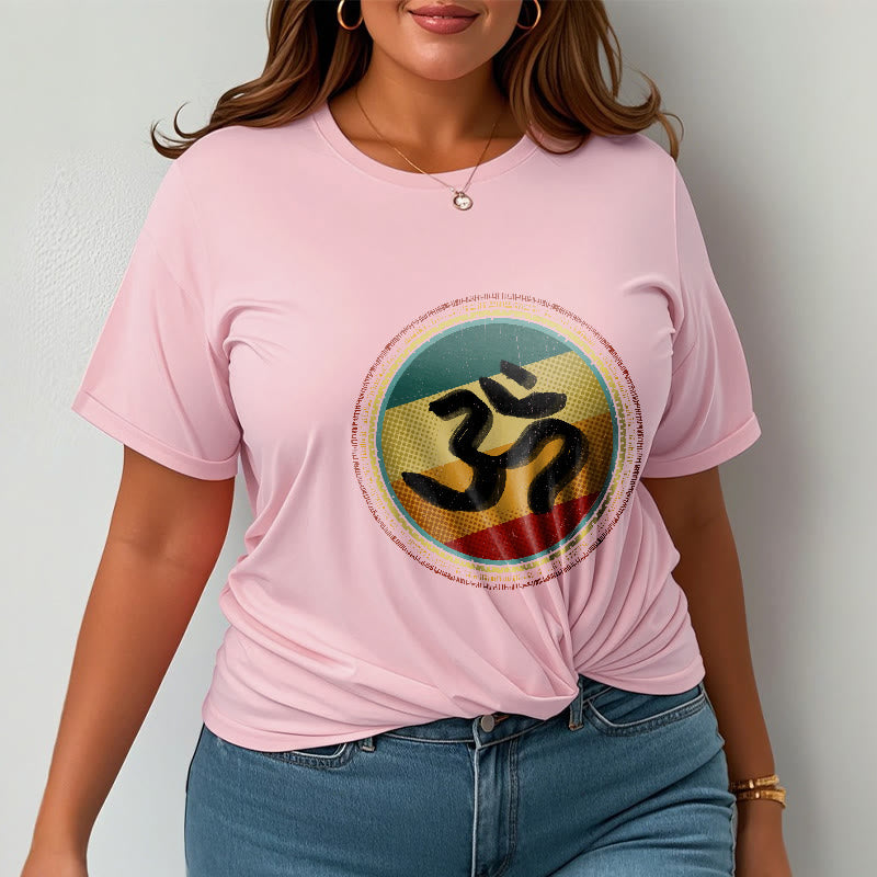 Buddha Stones, leuchtende Farben, einfaches kreisförmiges Mandala-Muster, Om-Symbol, T-Shirt aus Baumwolle - image 14