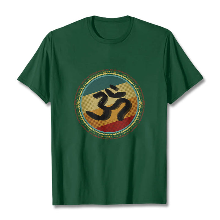 Buddha Stones, leuchtende Farben, einfaches kreisförmiges Mandala-Muster, Om-Symbol, T-Shirt aus Baumwolle - WaldGrün - 2XL - image 11