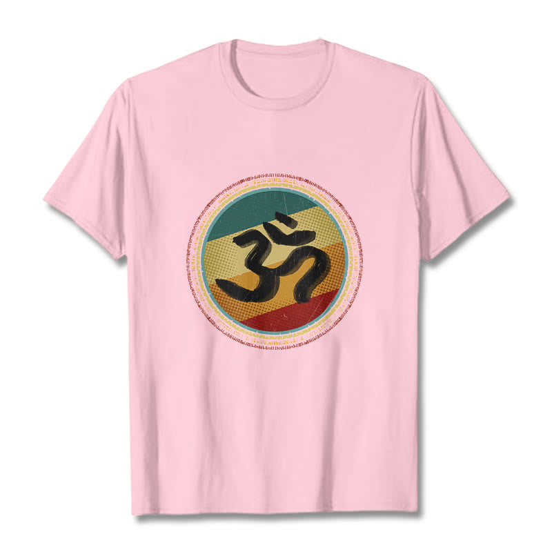 Buddha Stones, leuchtende Farben, einfaches kreisförmiges Mandala-Muster, Om-Symbol, T-Shirt aus Baumwolle - Hellrosa - 2XL - image 13