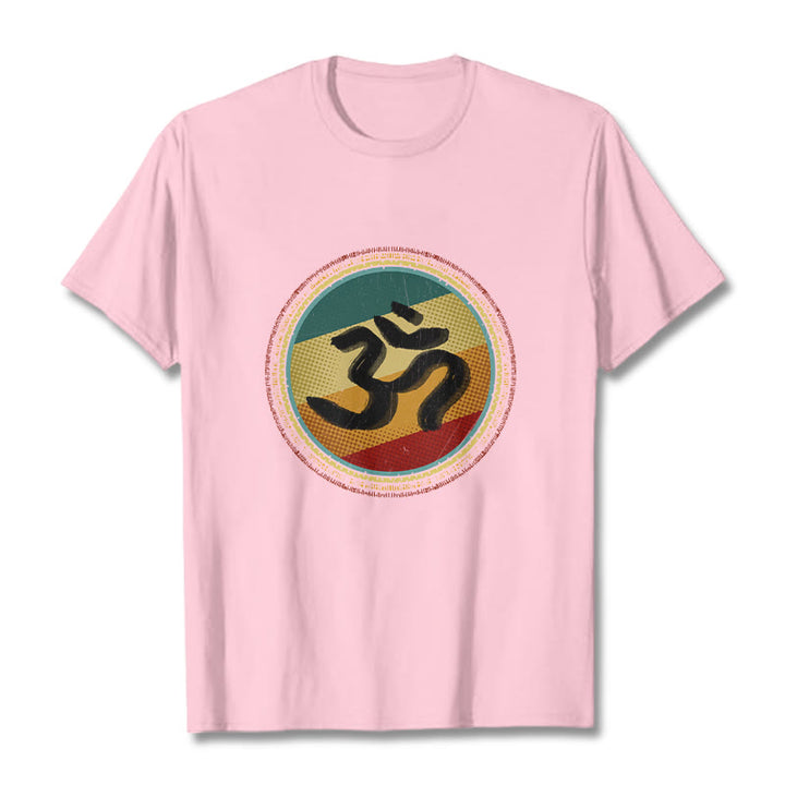 Buddha Stones, leuchtende Farben, einfaches kreisförmiges Mandala-Muster, Om-Symbol, T-Shirt aus Baumwolle - Hellrosa - 2XL - image 13