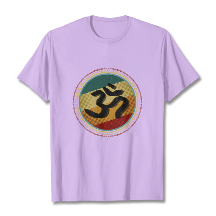 Buddha Stones, leuchtende Farben, einfaches kreisförmiges Mandala-Muster, Om-Symbol, T-Shirt aus Baumwolle - Pflaume - 2XL - image 17