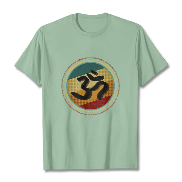 Buddha Stones, leuchtende Farben, einfaches kreisförmiges Mandala-Muster, Om-Symbol, T-Shirt aus Baumwolle - Blassgrün - 2XL - image 15