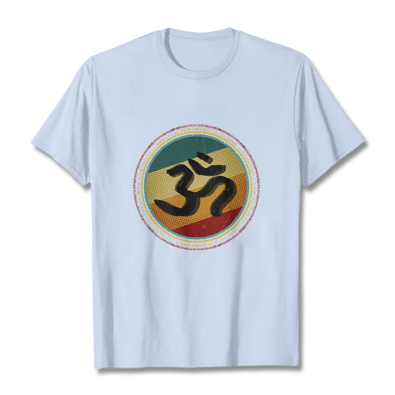 Buddha Stones, leuchtende Farben, einfaches kreisförmiges Mandala-Muster, Om-Symbol, T-Shirt aus Baumwolle - HellCyan - 2XL - image 19