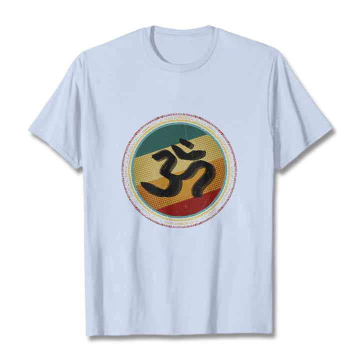Buddha Stones, leuchtende Farben, einfaches kreisförmiges Mandala-Muster, Om-Symbol, T-Shirt aus Baumwolle - HellCyan - 2XL - image 19