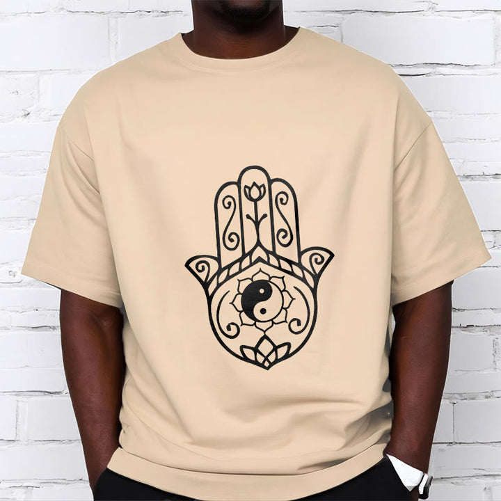 Buddha Stones Hamsa Hand Yin Yang Muster T-Shirt Baumwolle T-Shirt - image 12
